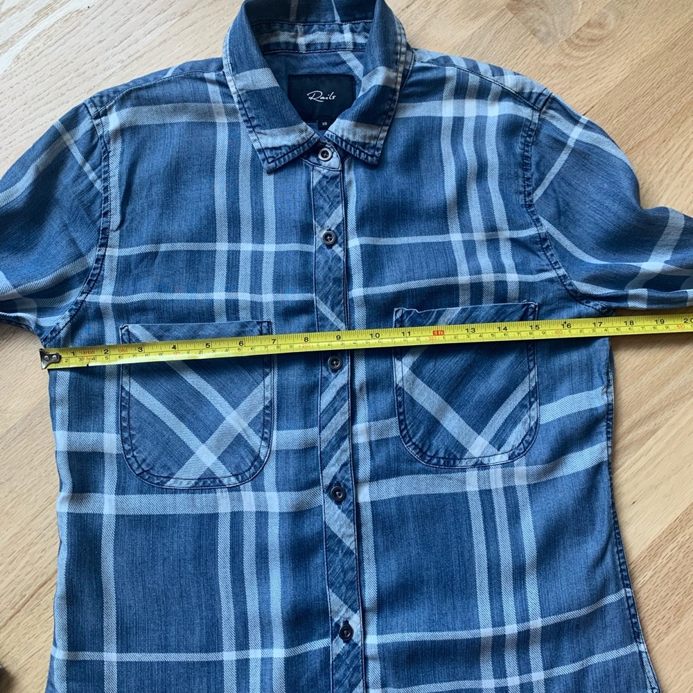 Rails Hunter Plaid Checkered Blue Button Down Shi… - image 8